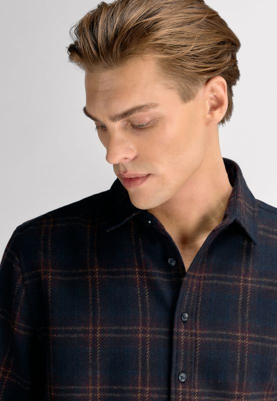 PIERO WOOL SHIRT Navy Check