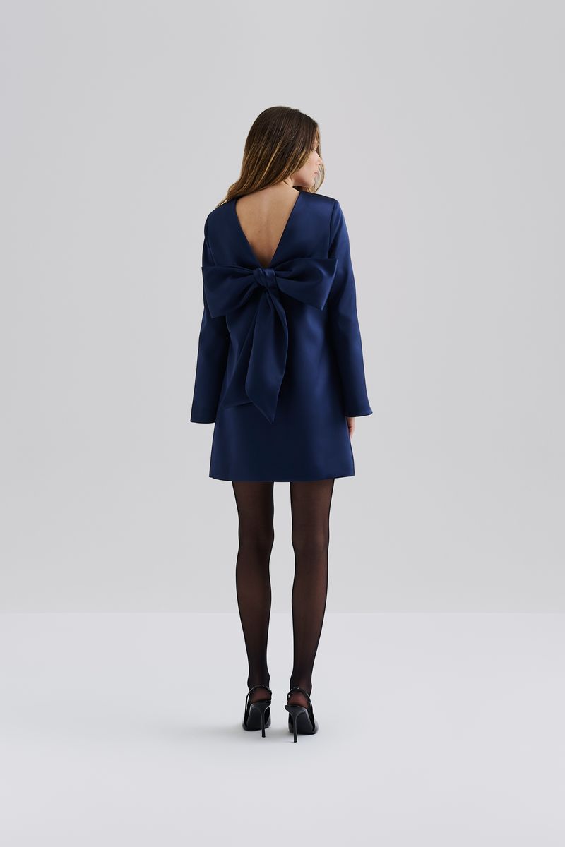 ELNA BOW DETAILED MINI DRESS Dark Blue