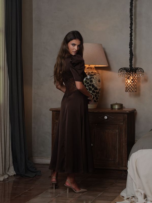 FRANCIS LACE MIDI DRESS Espresso