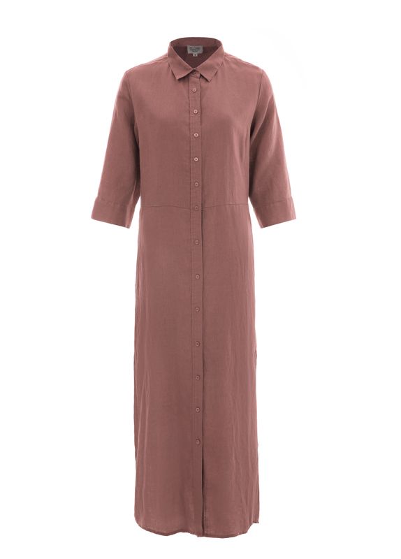 LEILA MIDI LINEN DRESS Earth