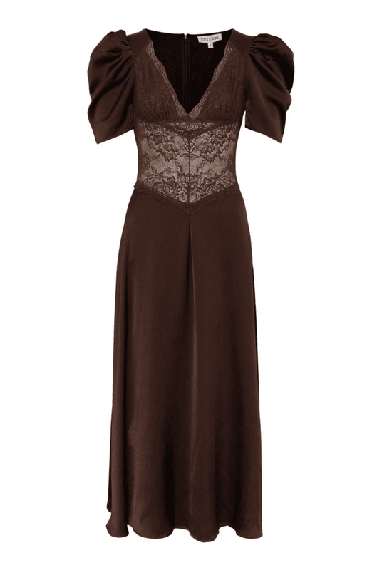 FRANCIS LACE MIDI DRESS Espresso