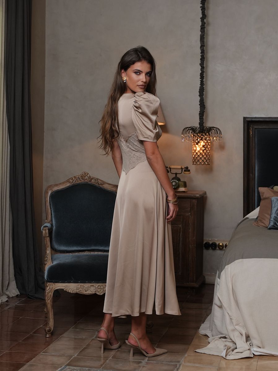 FRANCIS LACE MIDI DRESS Taupe