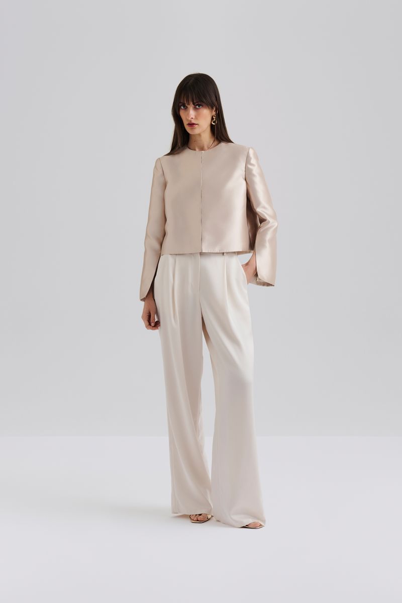 RUTHIE CROPPED LONG SLEEVE BLOUSE Soft Beige
