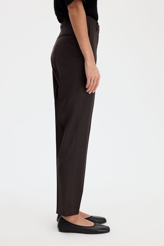 EMMA CROPPED COOL WOOL TROUSERS Dark Chocolate