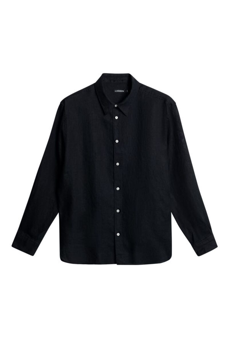 REG LS CLEAN LINEN SHIRT Black