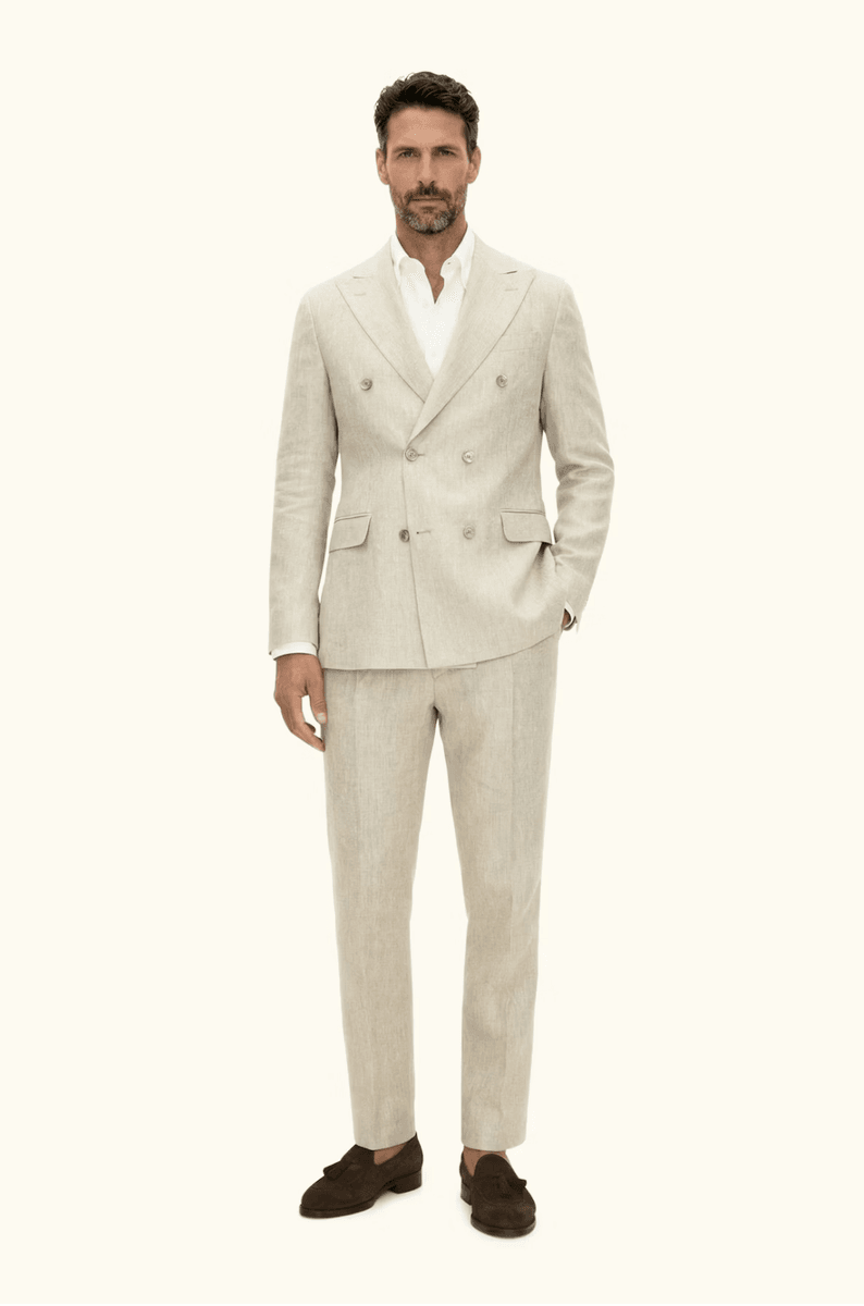 FARRIS DOBBELTSPENT LINBLAZER Beige